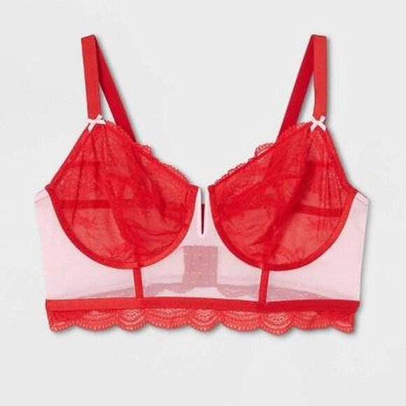 NWT Auden Longline Floral Lace Unlined Underwire Bra Size Large Women's - Picture 1 of 2